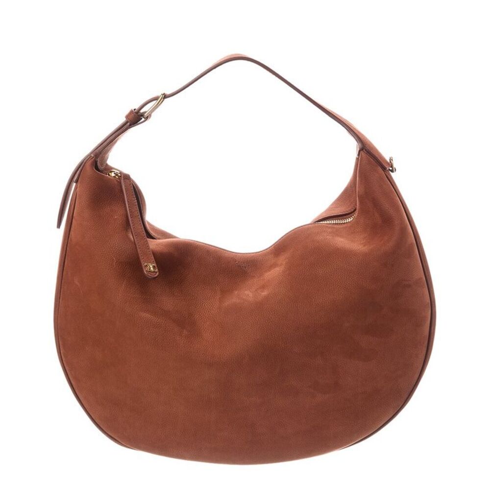 Celine Lulu Large Suede Hobo Bag, Brown